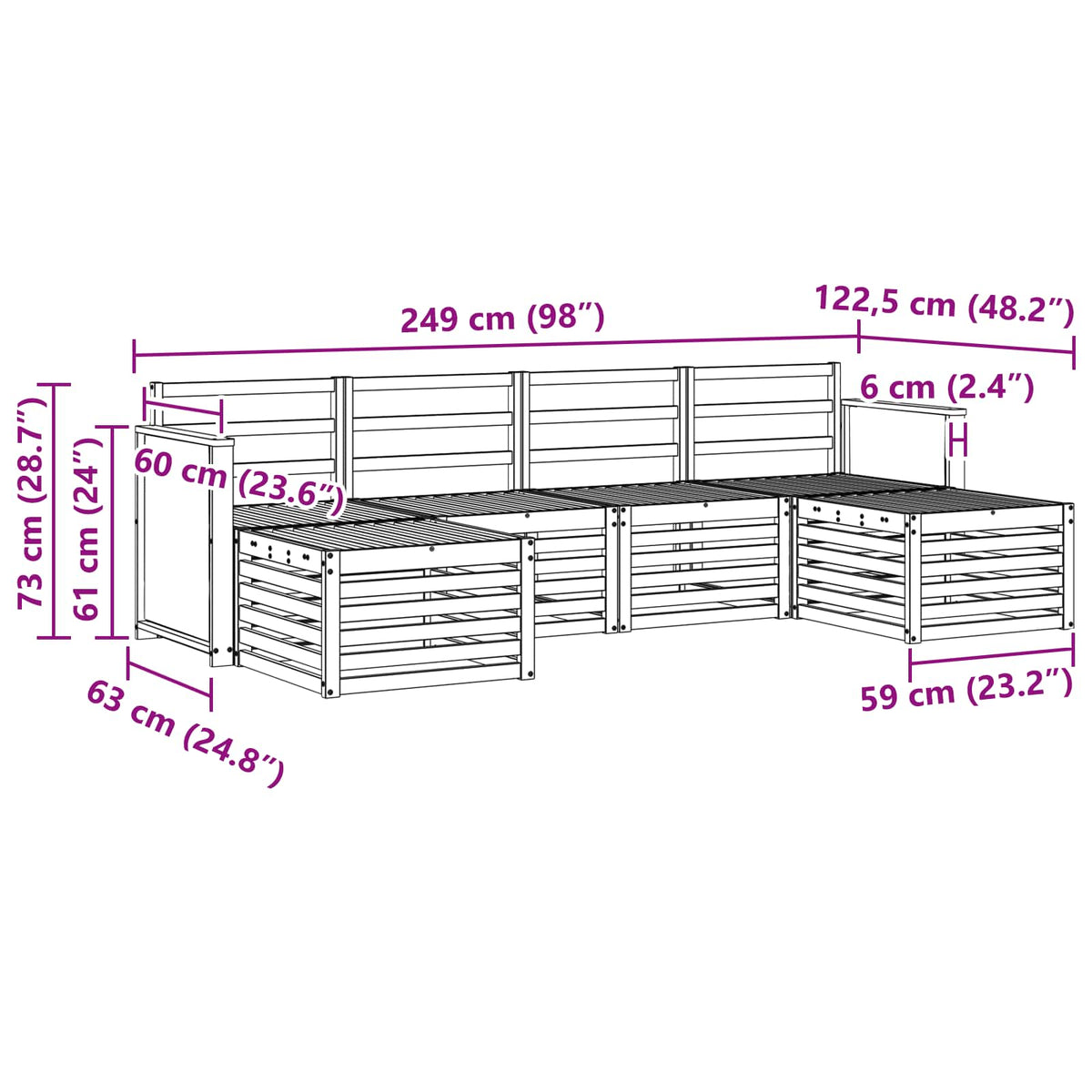 Set vanjskih sofa 5 kom.