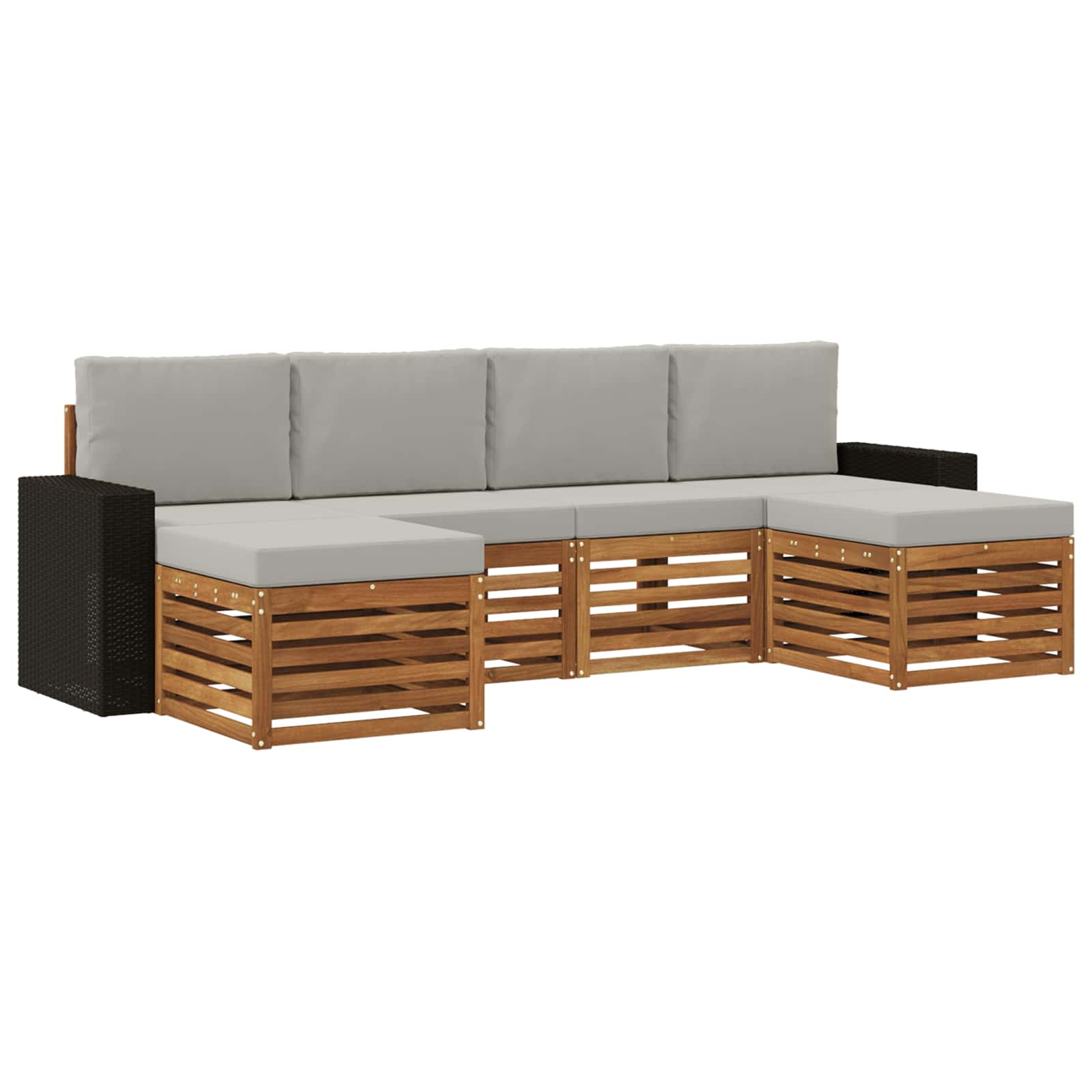 Setovi sofa 6 pcs Prirodna i svjetlosiva Čvrsto drvo akacije
