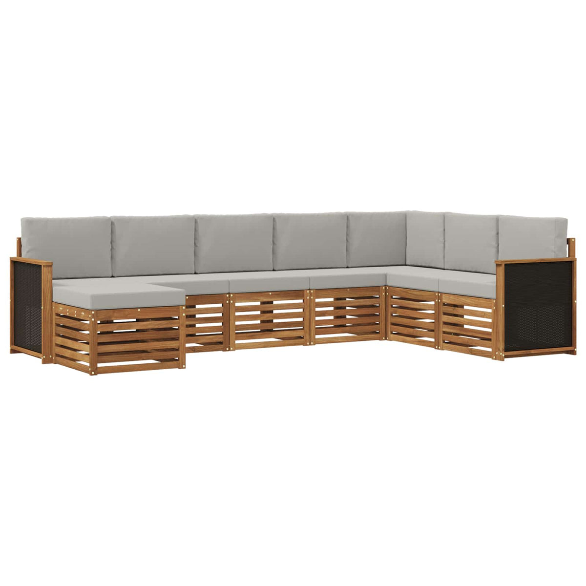 Set vanjskih sofa 6 kom. Prirodna i svjetlosiva