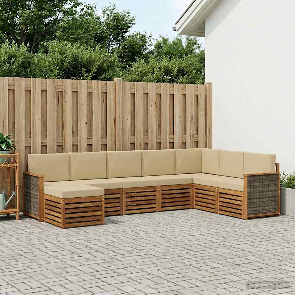 Set vanjskih sofa s jastukom 6 pcs Prirodna