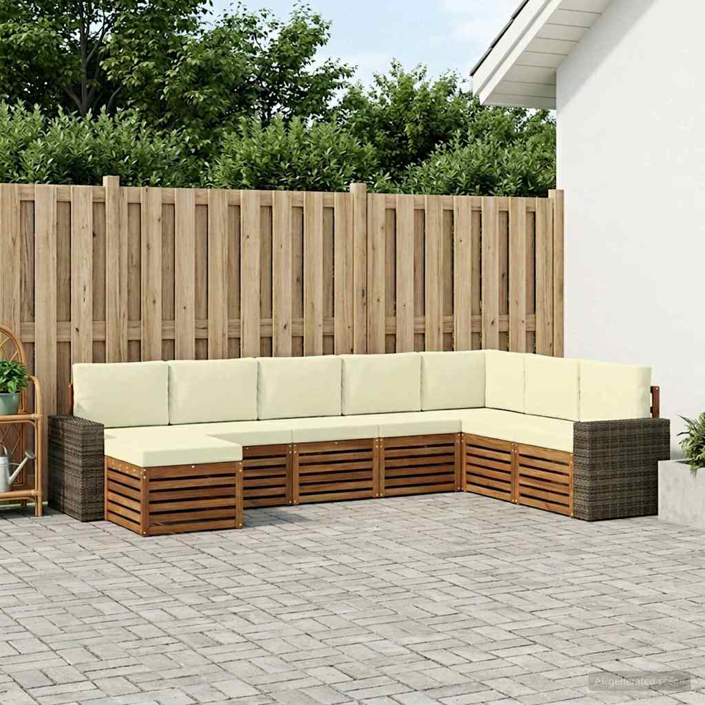 Set vanjskih sofa s jastukom 8 pcs Prirodna i krem