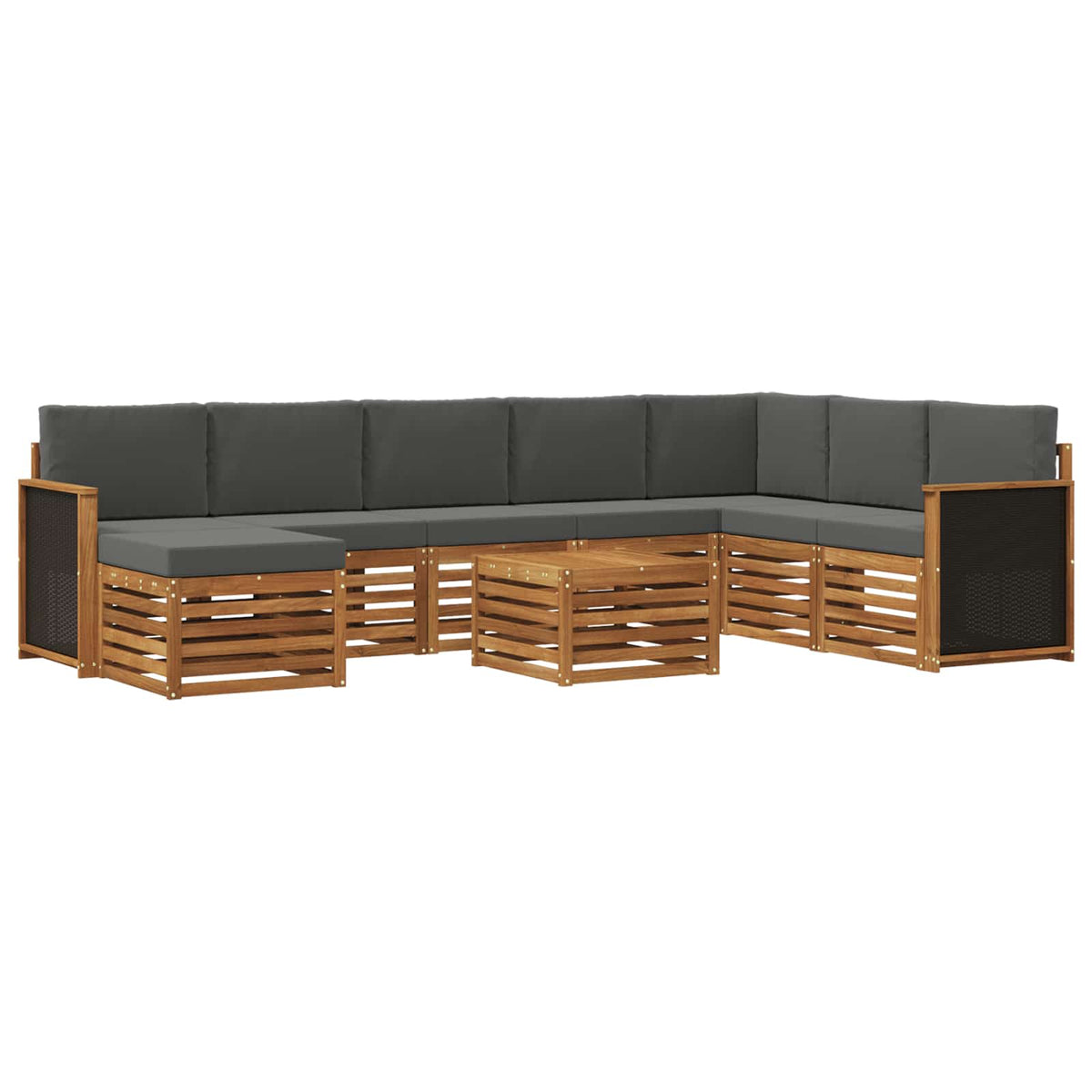 Set vanjskih sofa 7 kom. Prirodna i antracit