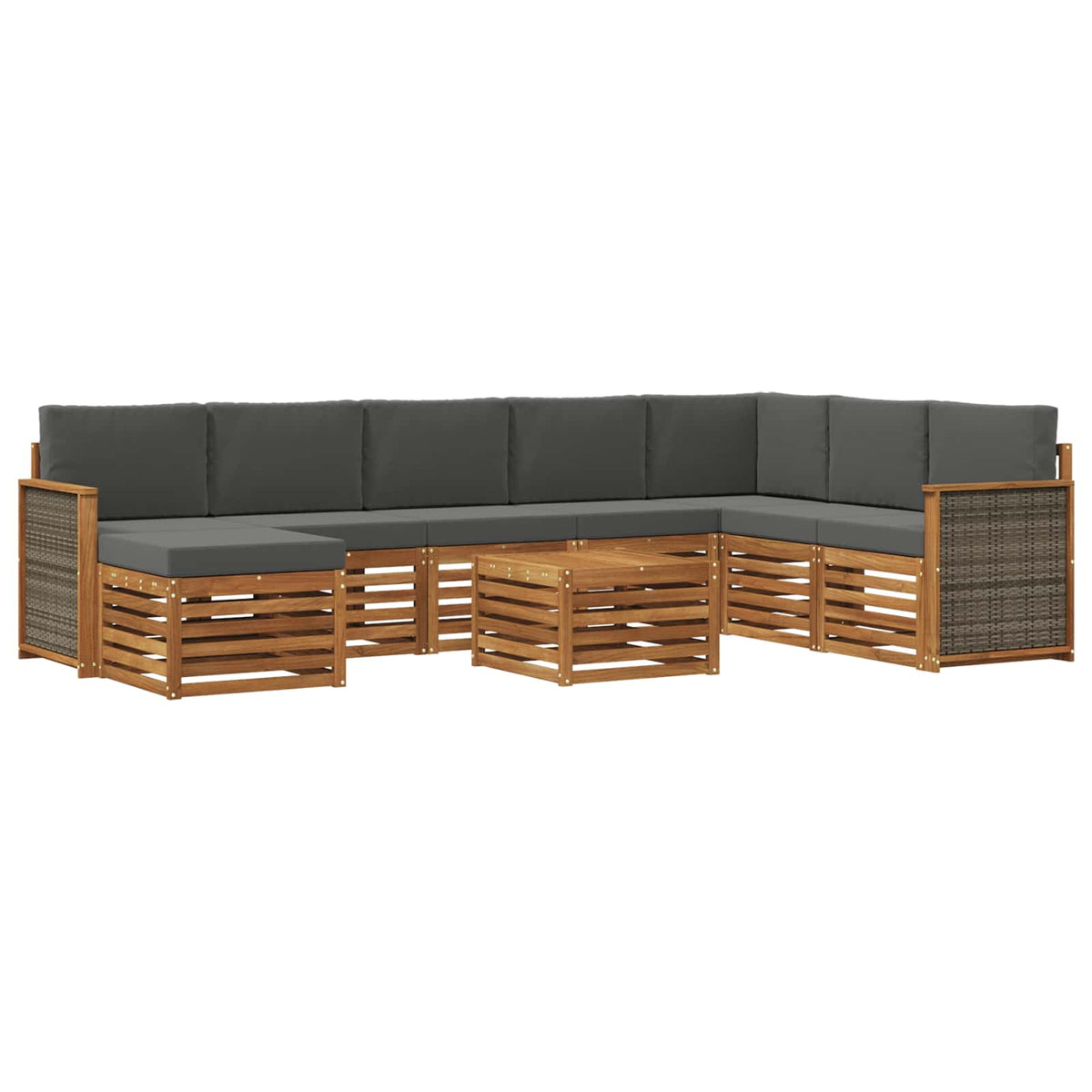 Set vanjskih sofa 7 kom. Prirodna i antracit