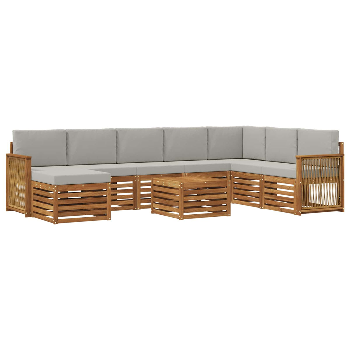 Set vanjskih sofa 7 kom. Prirodna i svjetlosiva