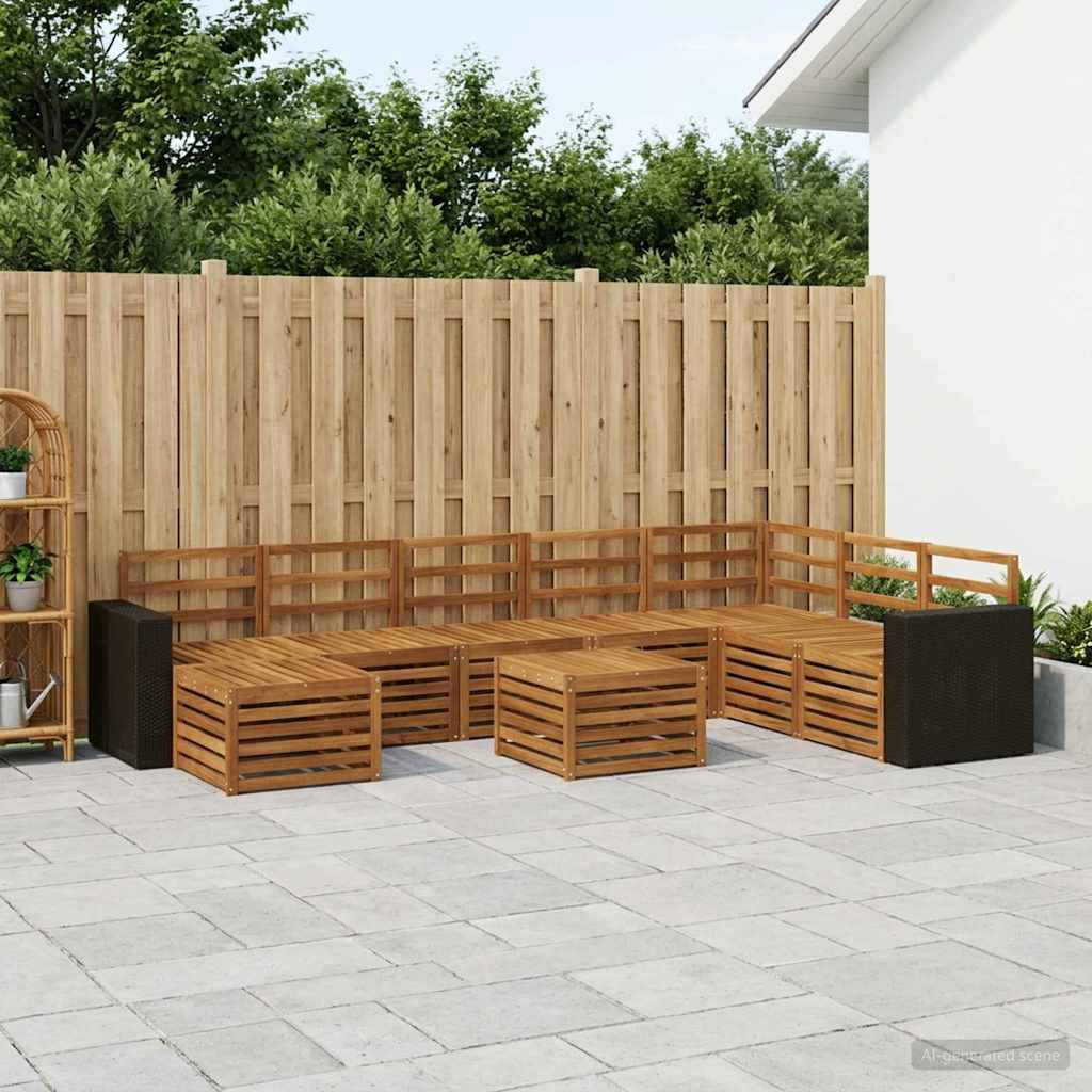 Set vanjskih sofa 9 kom. Prirodna Čvrsto drvo akacije