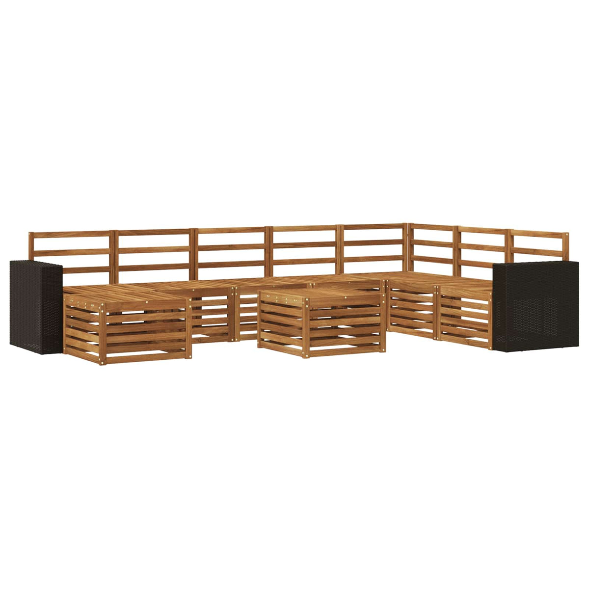 Set vanjskih sofa 9 kom. Prirodna Čvrsto drvo akacije