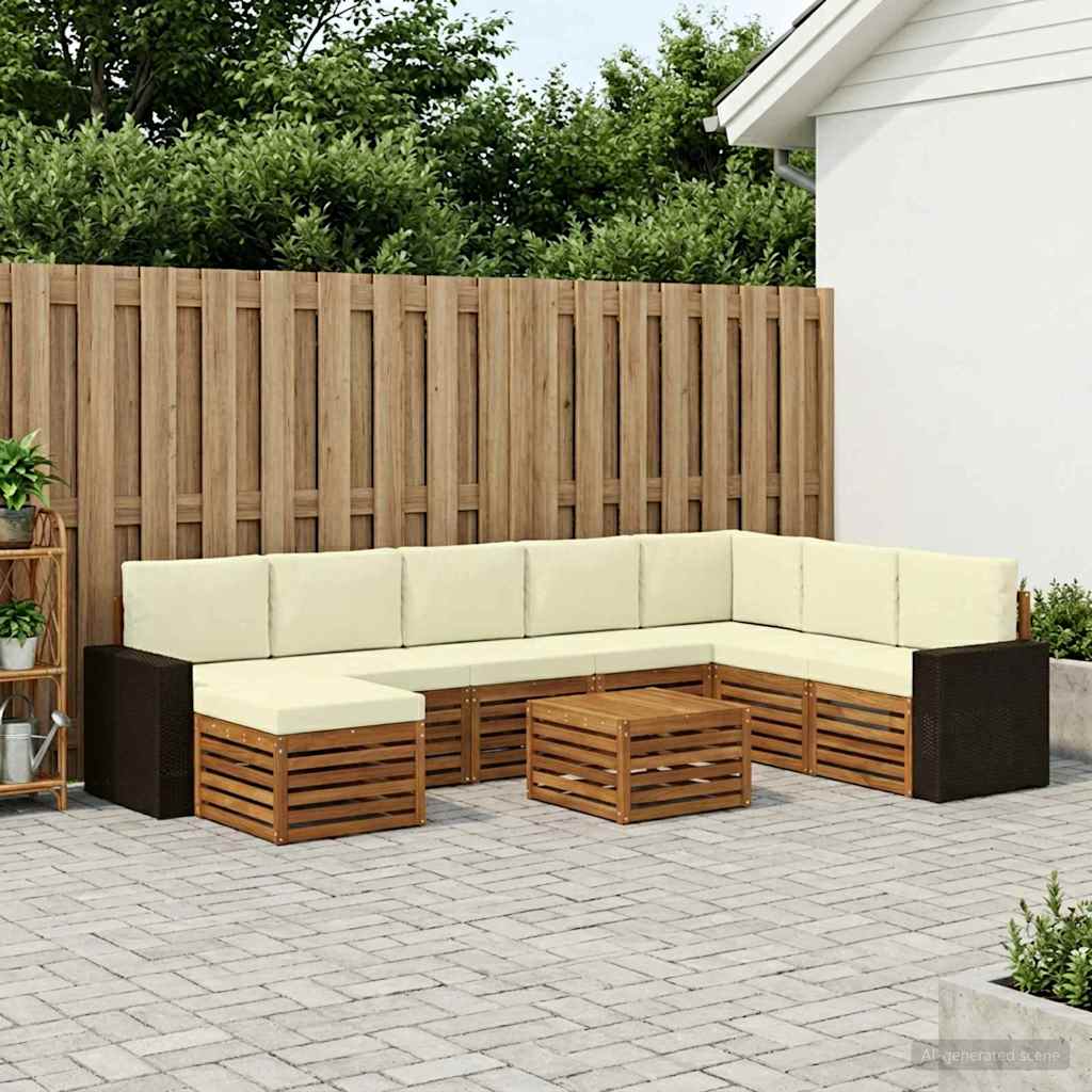 Set vanjskih sofa 9 kom. Prirodna i krem