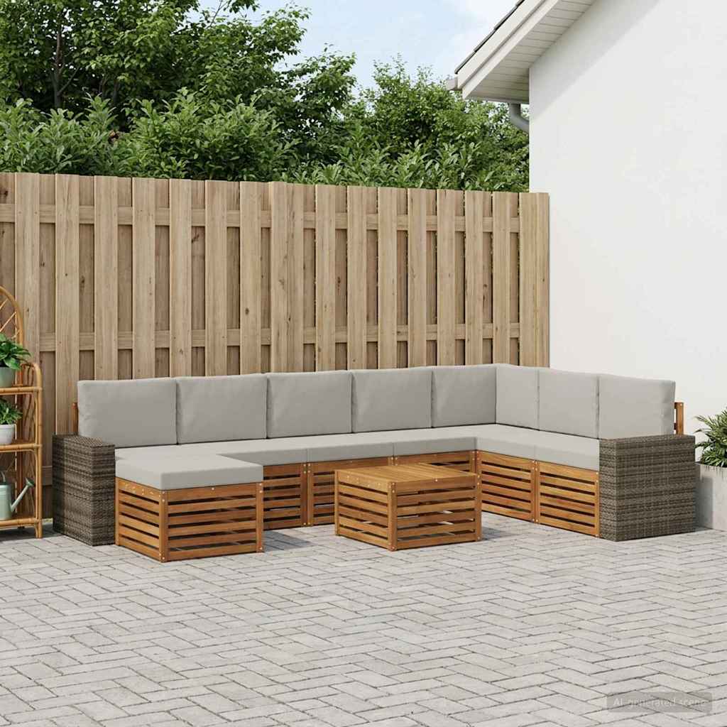 Set vanjskih sofa 9 kom. Prirodna i svjetlosiva