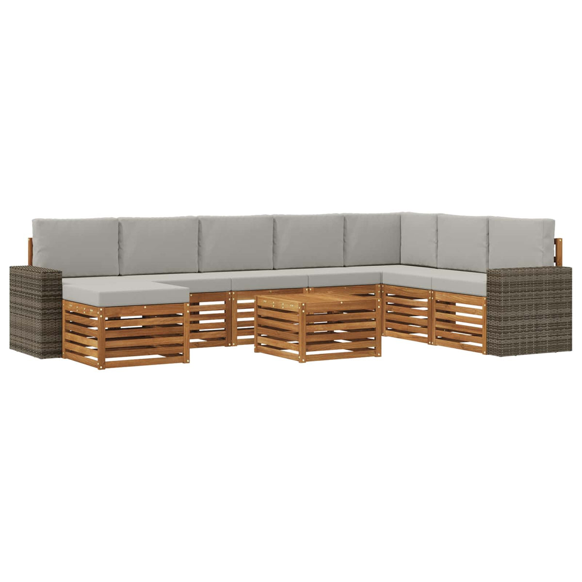 Set vanjskih sofa 9 kom. Prirodna i svjetlosiva