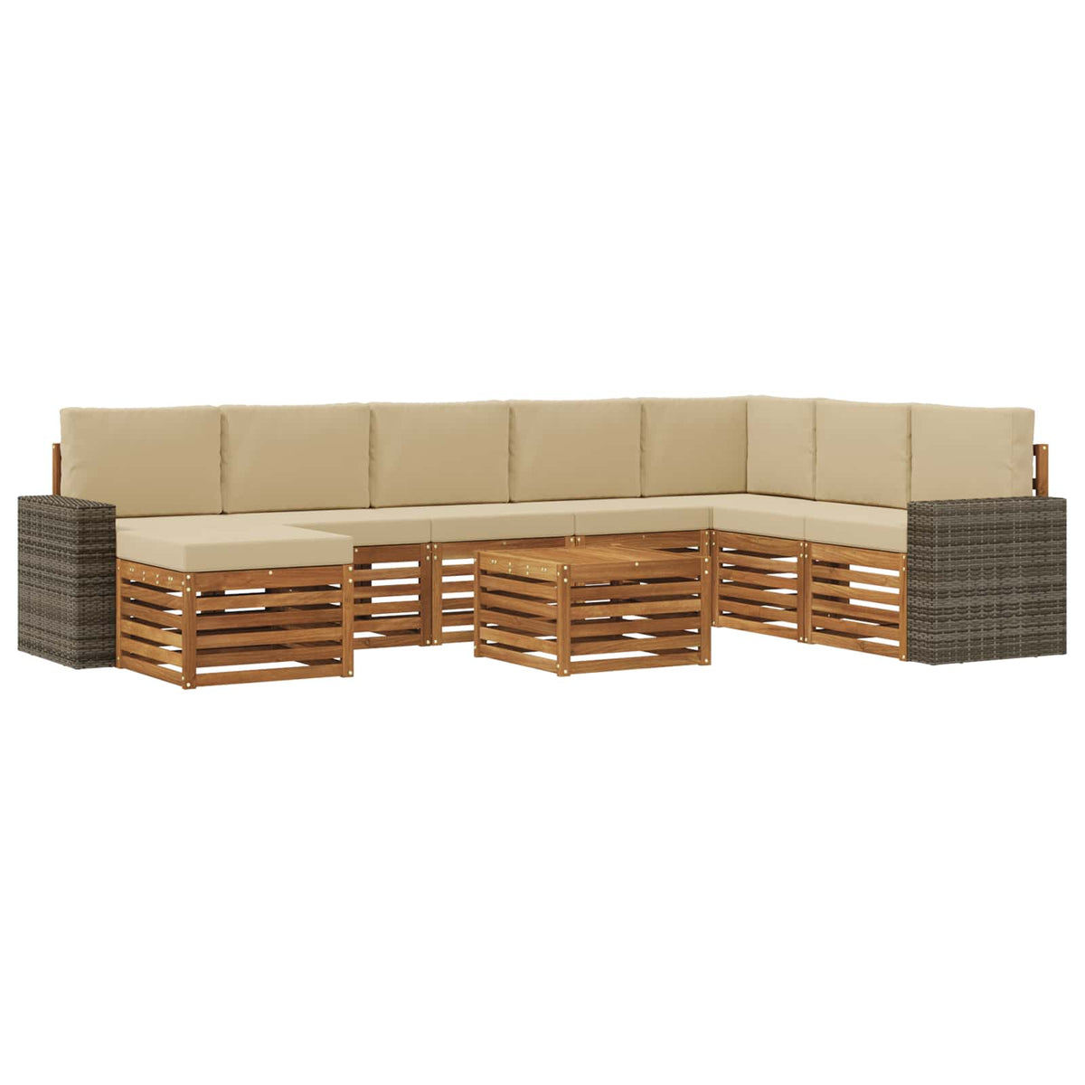 Set vanjskih sofa 9 kom. Prirodna i bež