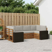 Sekcijska garnitura 6 pcs Prirodna i svjetlosiva Poliester