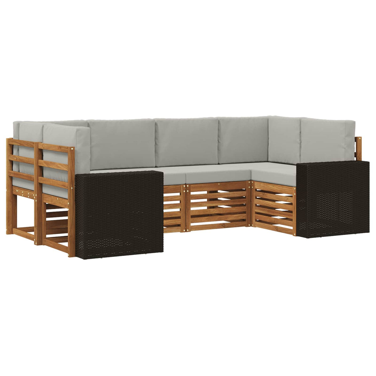 Sekcijska garnitura 6 pcs Prirodna i svjetlosiva Poliester