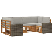 Sekcijska garnitura 6 pcs Prirodna i svjetlosiva Poliester