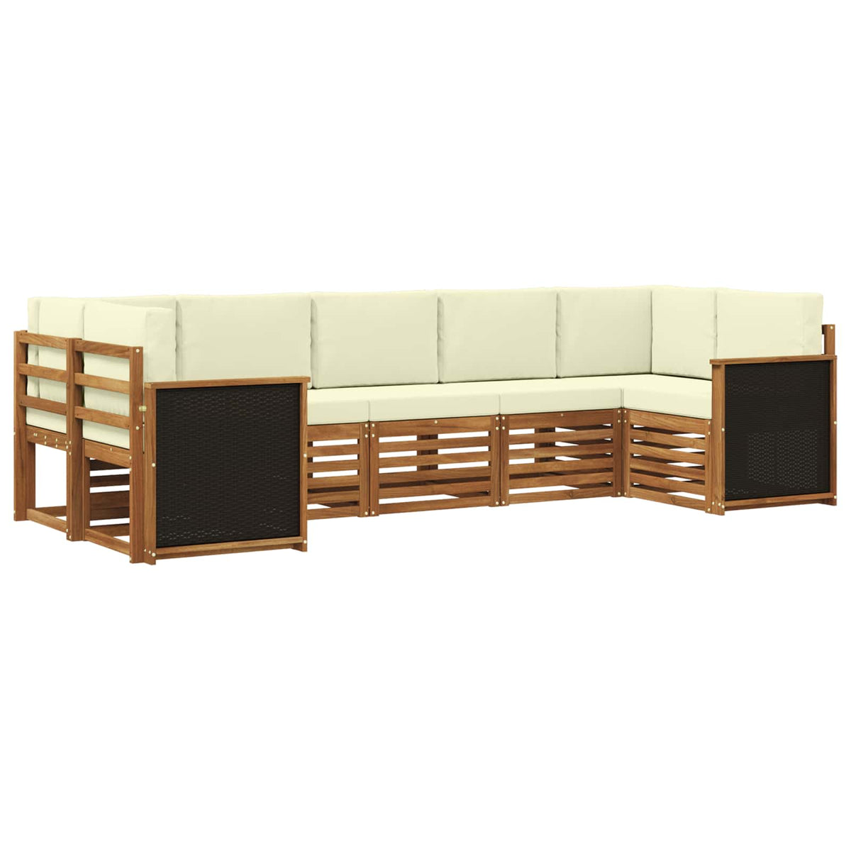 Set vanjskih sofa 6 kom. Prirodna i krem Smeđa