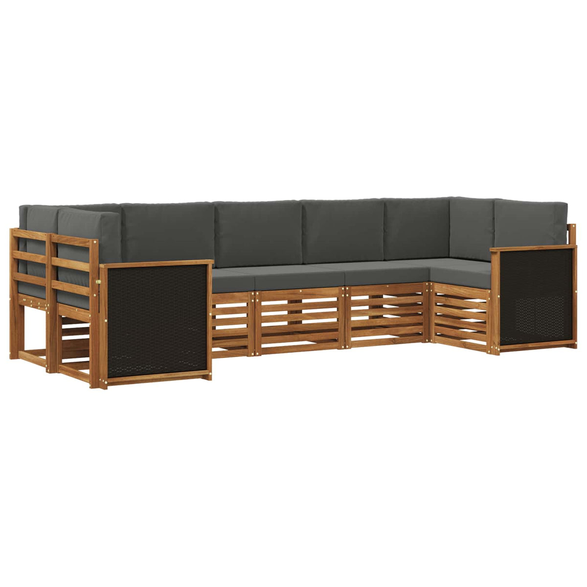 Set vanjskih sofa 6 kom. Prirodna i antracit Smeđa
