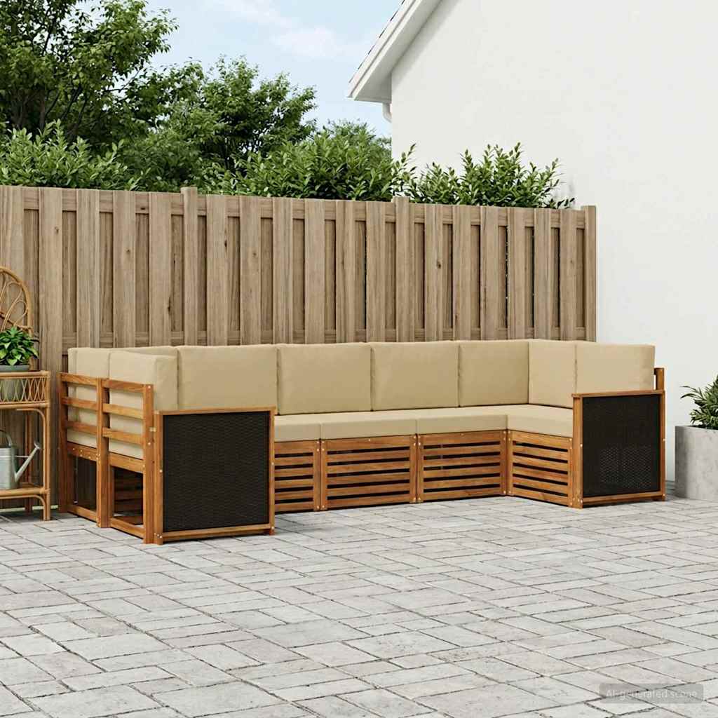 Set vanjskih sofa 6 kom. Prirodna Smeđa