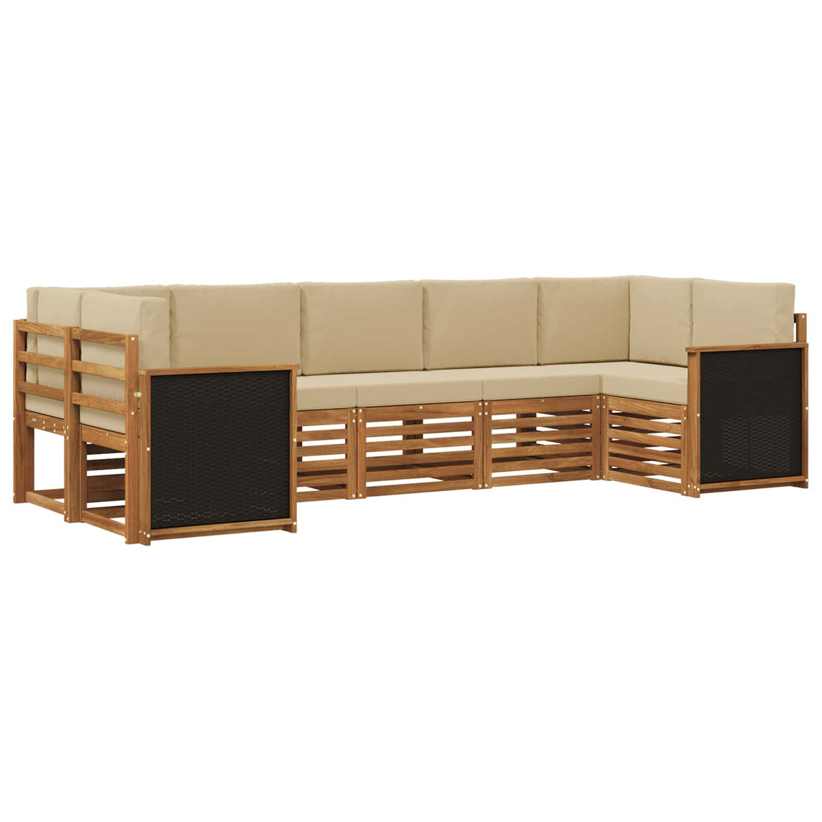 Set vanjskih sofa 6 kom. Prirodna Smeđa