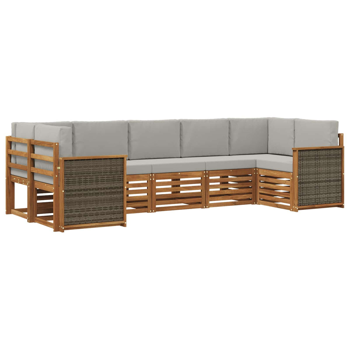 Set vanjskih sofa 6 kom. Prirodna i svjetlosiva Smeđa