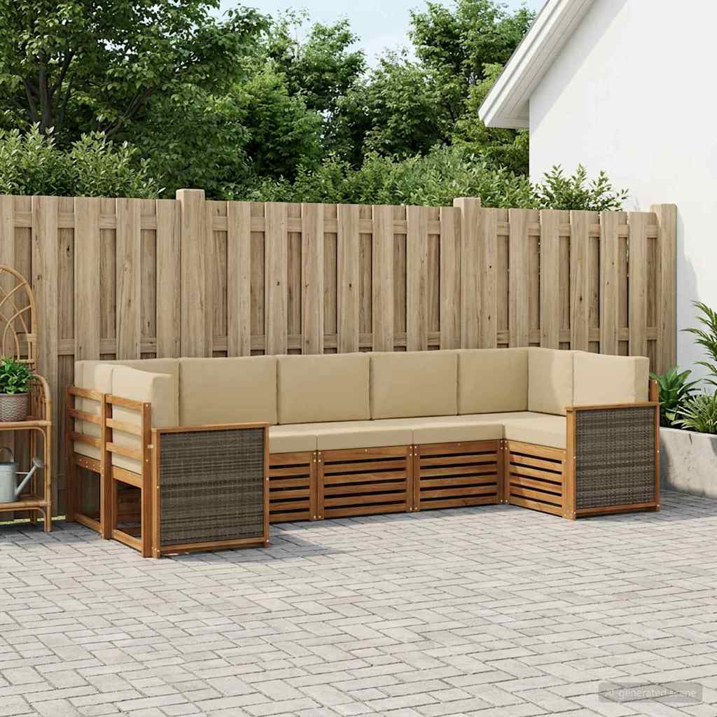 Set vanjskih sofa 6 kom. Prirodna Smeđa