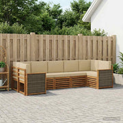 Set vanjskih sofa 6 kom. Prirodna Smeđa
