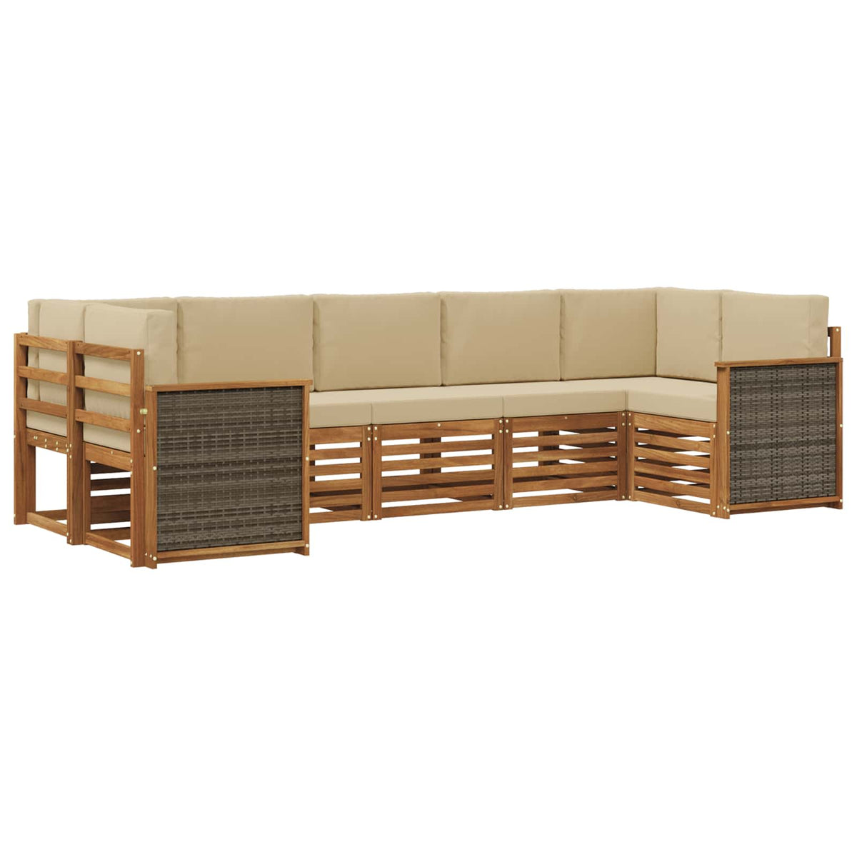 Set vanjskih sofa 6 kom. Prirodna Smeđa