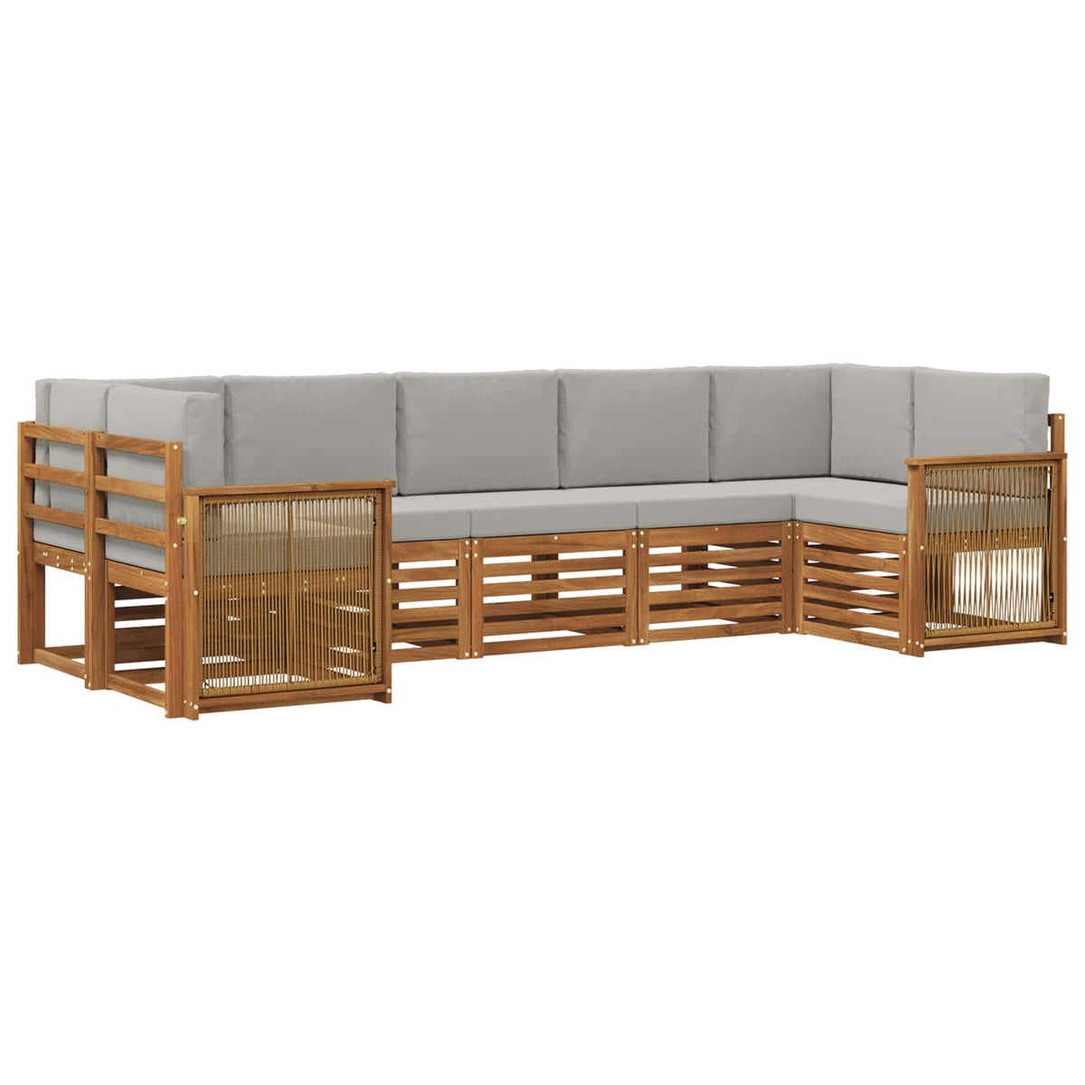 Set vanjskih sofa 6 kom. Prirodna i svjetlosiva