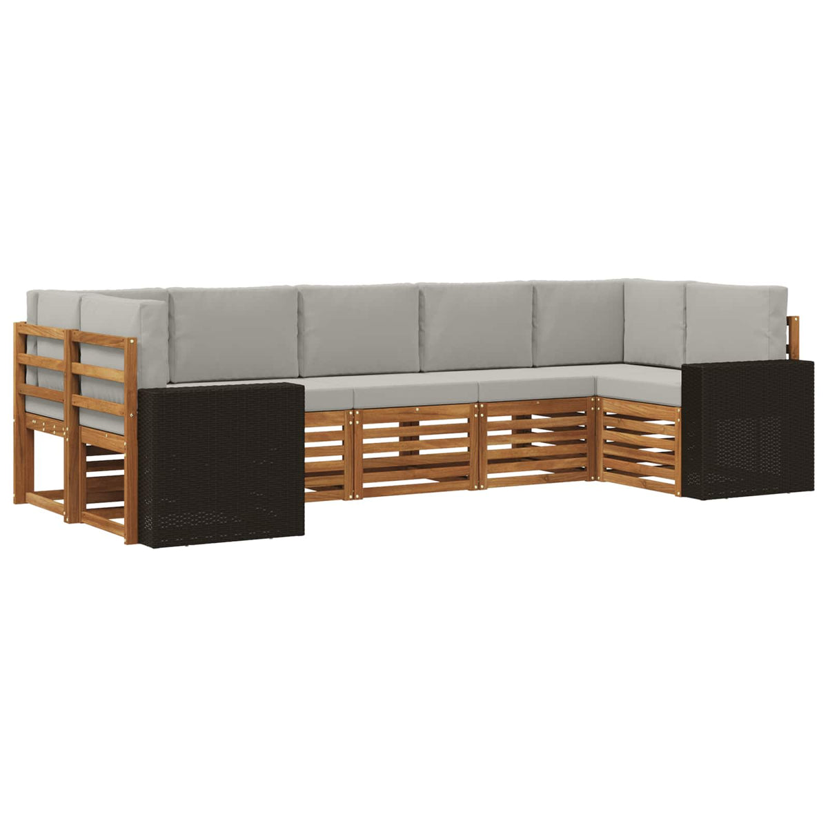 Sekcijska garnitura 7 pcs Prirodna i svjetlosiva Poliester