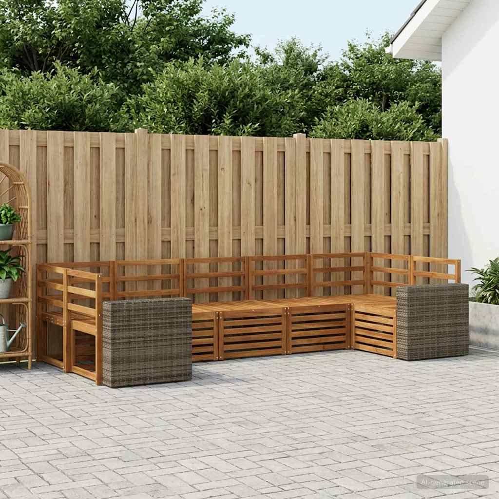 Set vanjskih sofa 7 kom. Prirodna Čvrsto drvo akacije Smeđa 304 x 136,5 x 73 cm