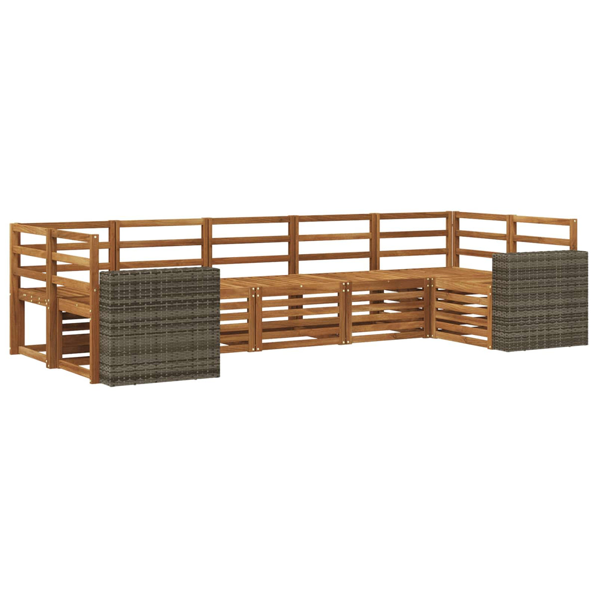 Set vanjskih sofa 7 kom. Prirodna Čvrsto drvo akacije Smeđa 304 x 136,5 x 73 cm