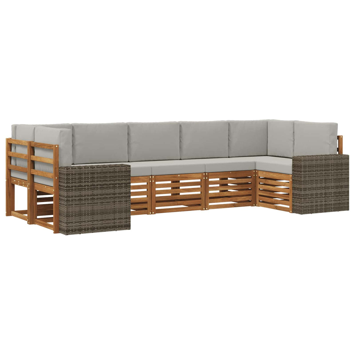 Sekcijska garnitura 7 pcs Prirodna i svjetlosiva Poliester