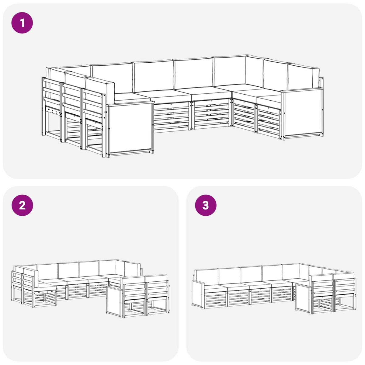 Sekcijska garnitura s jastukom 7 pcs Prirodna