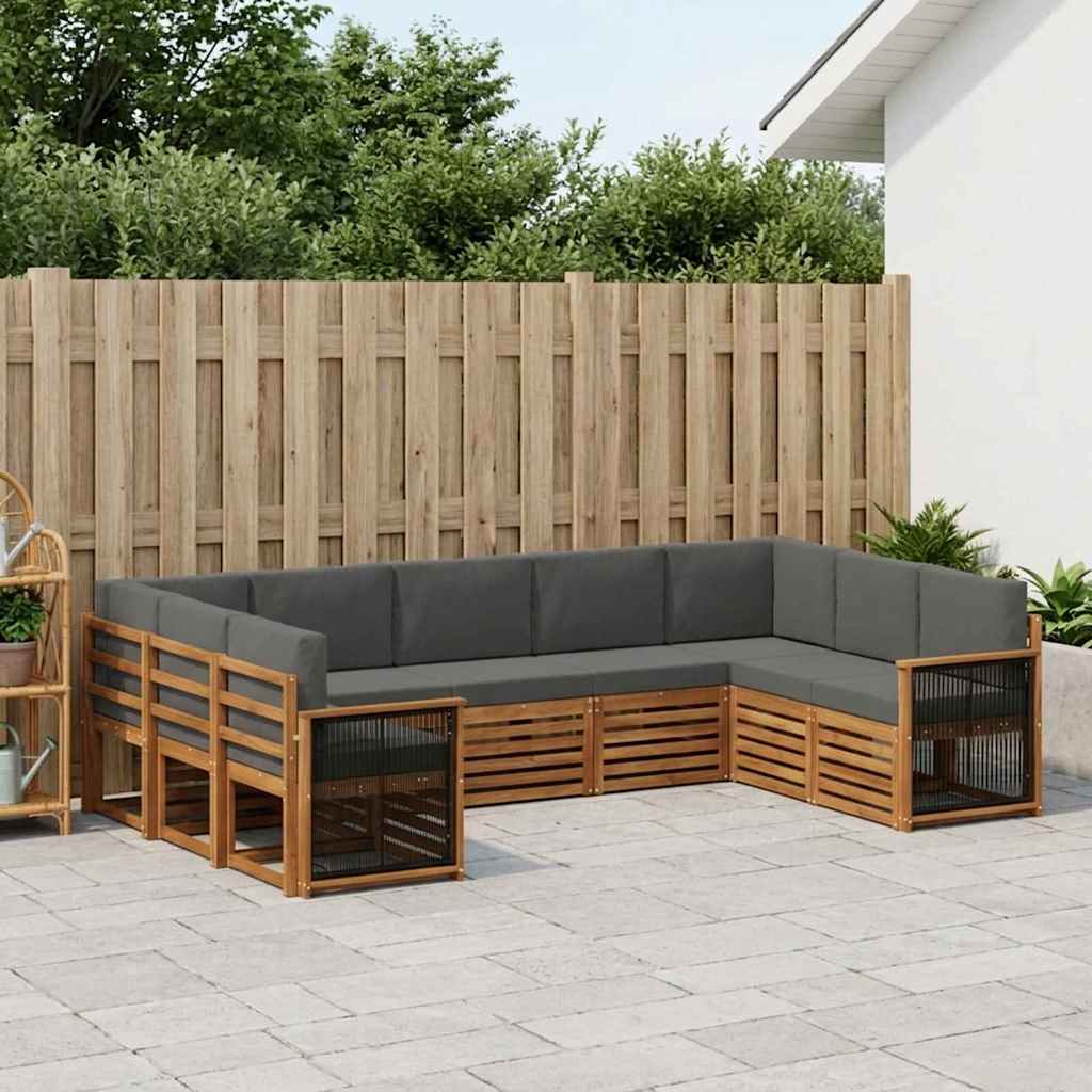 Set vanjskih sofa 7 kom. Prirodna i antracit