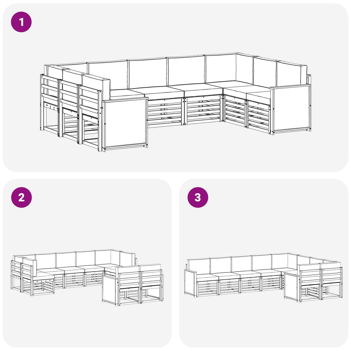 Sekcijska garnitura s jastukom 7 pcs Prirodna