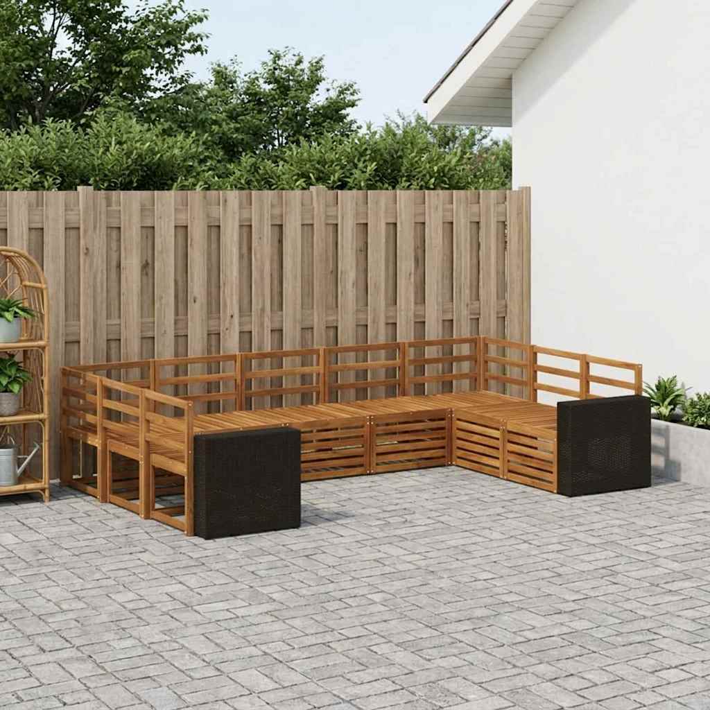 Sekcijska garnitura 9 pcs Prirodna Čvrsto drvo akacije