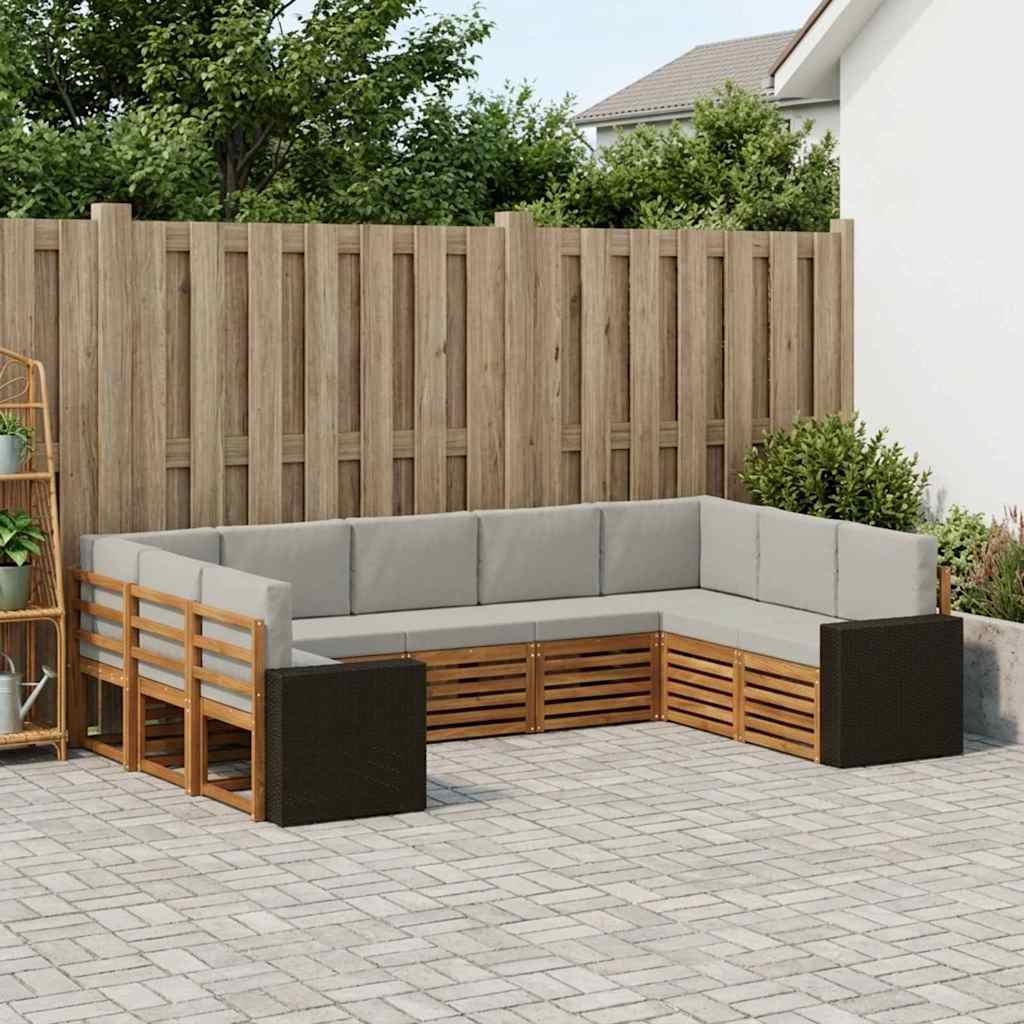 Set vanjskih sofa 9 pcs Prirodna i svjetlosiva Poliester