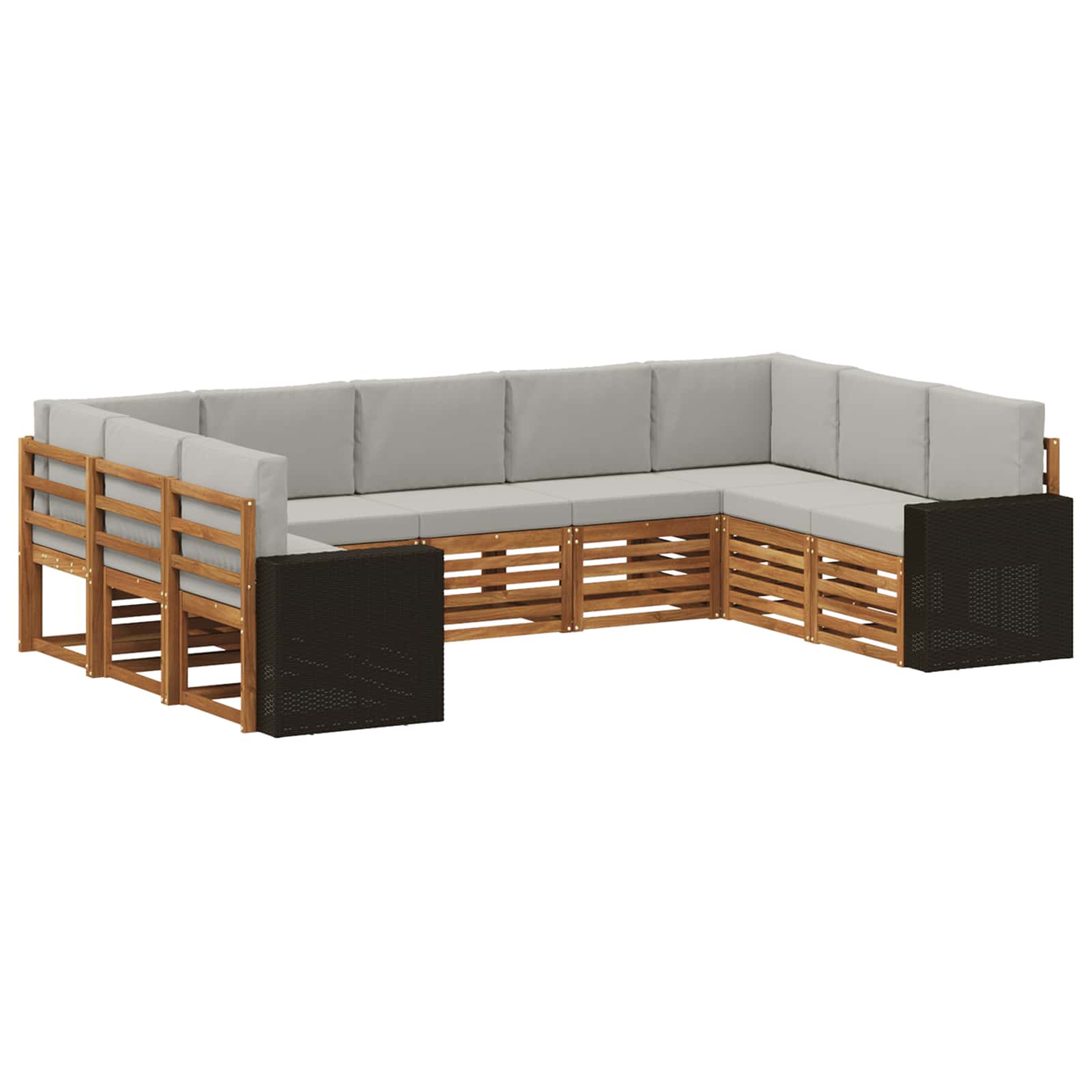 Set vanjskih sofa 9 pcs Prirodna i svjetlosiva Poliester