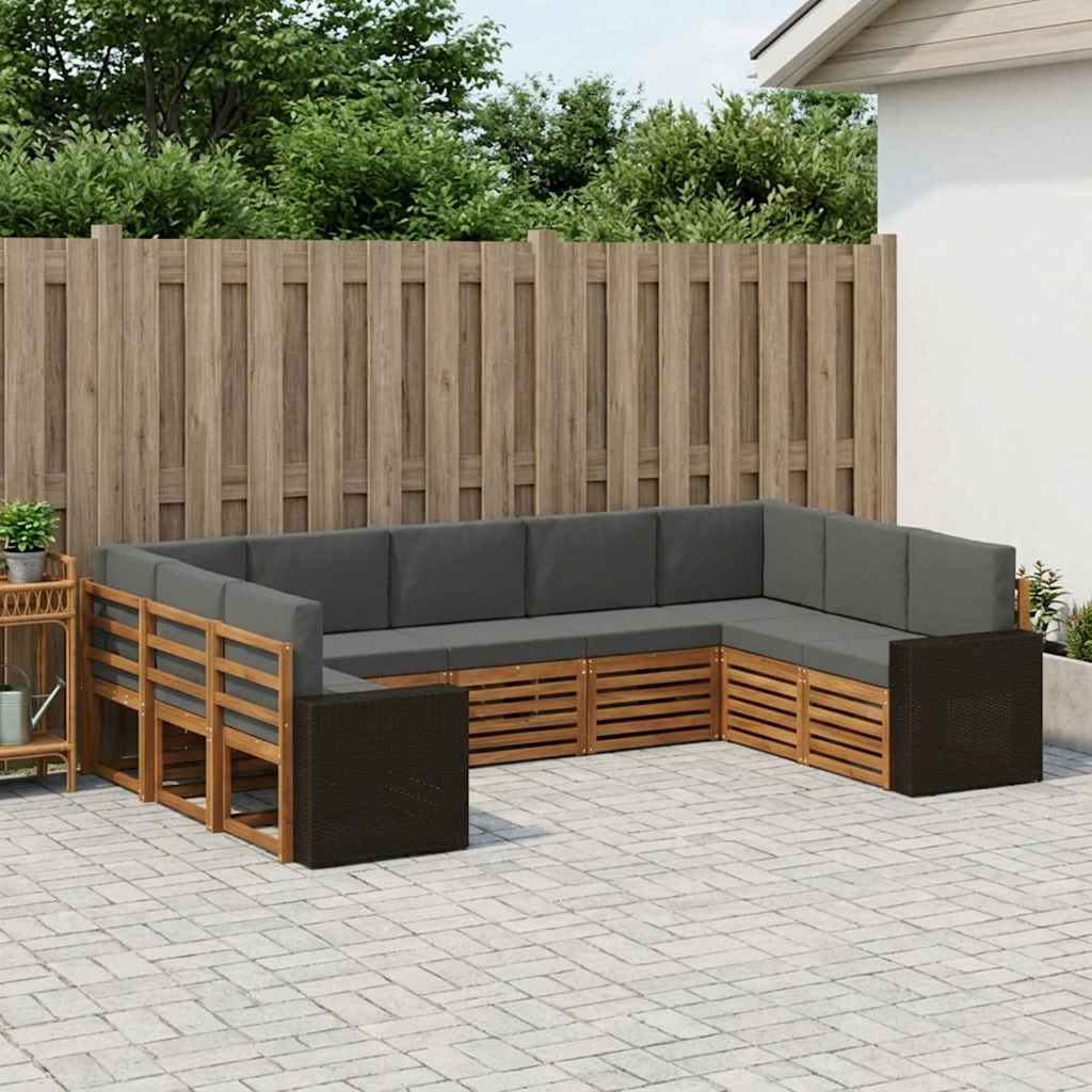 Sekcijska garnitura 9 pcs Prirodna i antracit Poliester