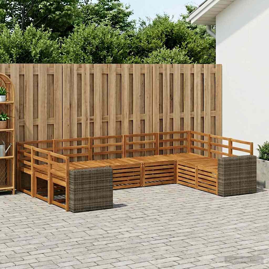 Sekcijska garnitura 9 pcs Prirodna Čvrsto drvo akacije