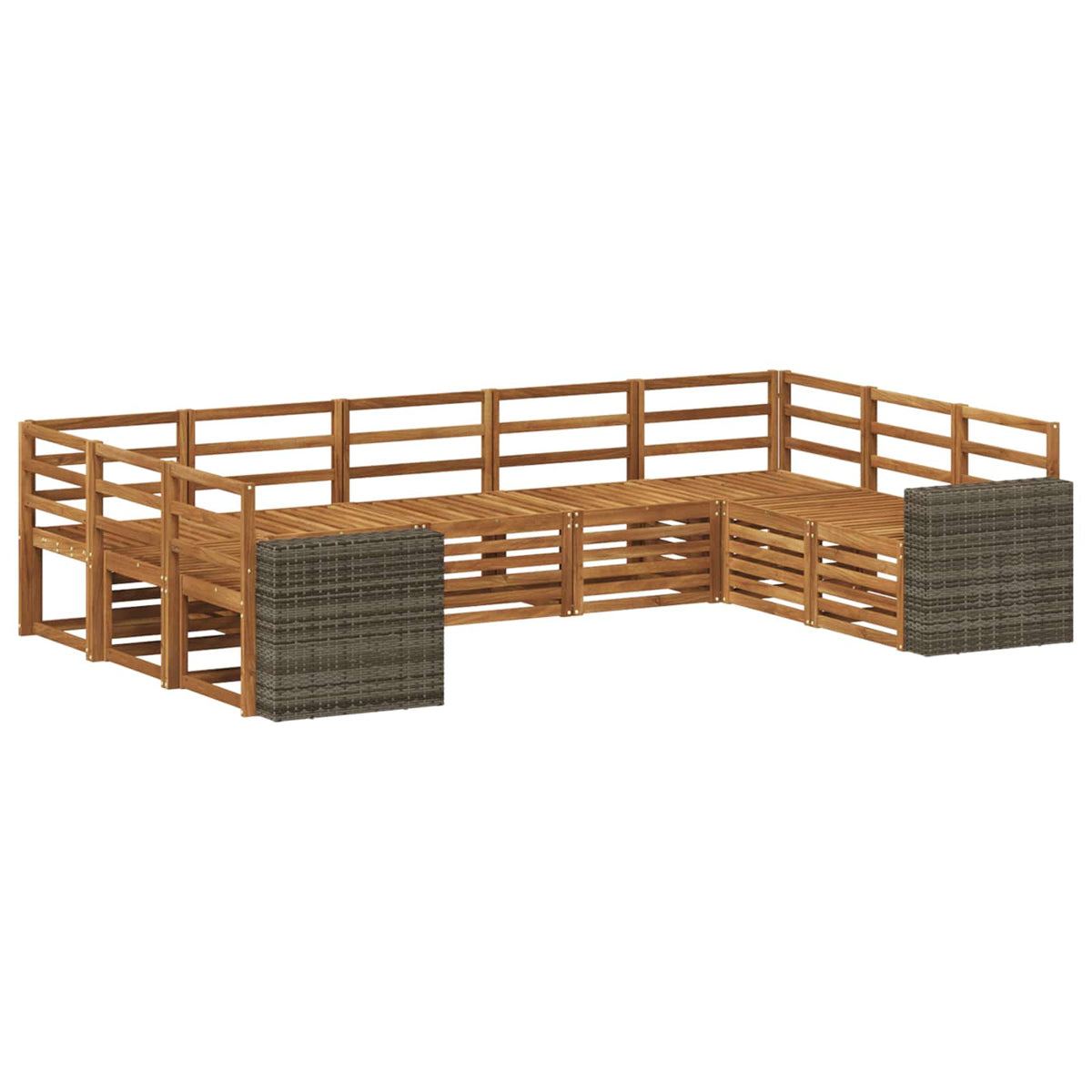 Set vanjskih sofa 9 kom. Prirodna Čvrsto drvo akacije