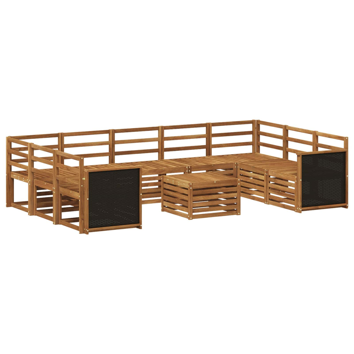 Set vanjskih sofa 10 kom. Prirodna Čvrsto drvo akacije