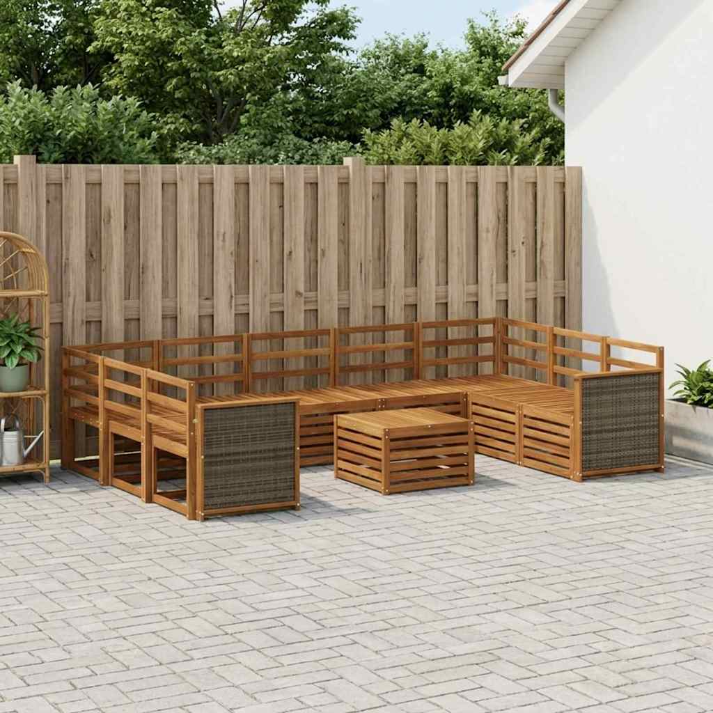 Set vanjskih sofa 10 kom. Prirodna Čvrsto drvo akacije