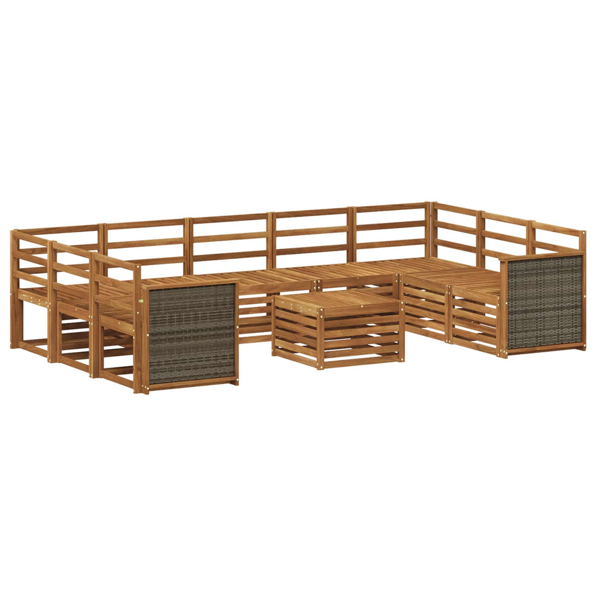 Set vanjskih sofa 10 kom. Prirodna Čvrsto drvo akacije