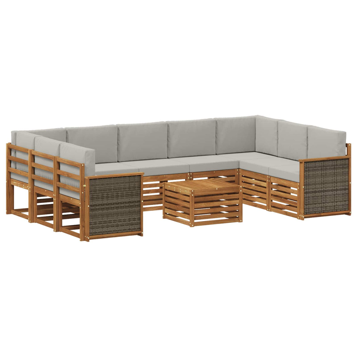 Set vanjskih sofa 10 kom. Prirodna i svjetlosiva