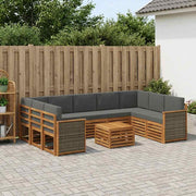 Set vanjskih sofa 10 kom. Prirodna i antracit