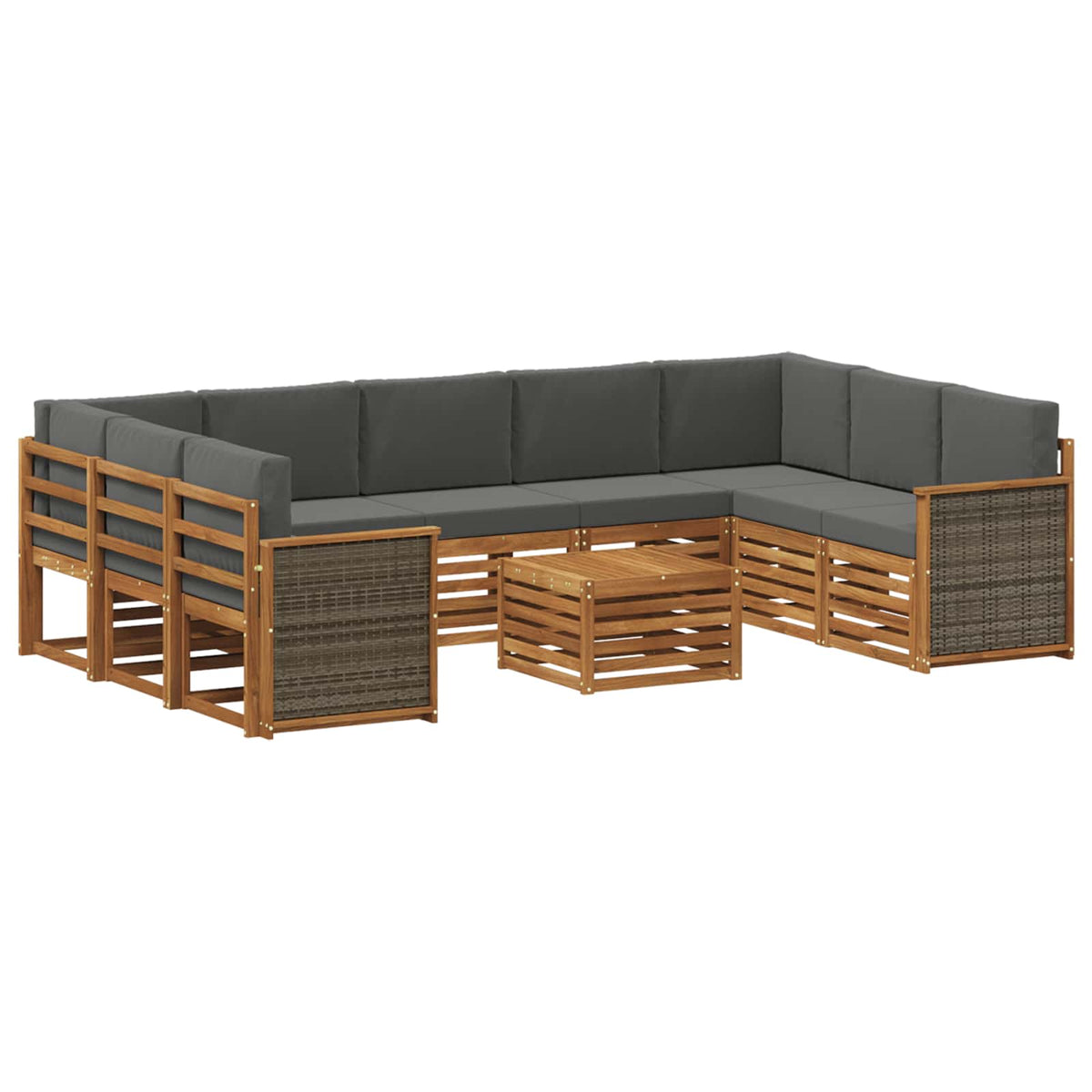 Set vanjskih sofa 10 kom. Prirodna i antracit