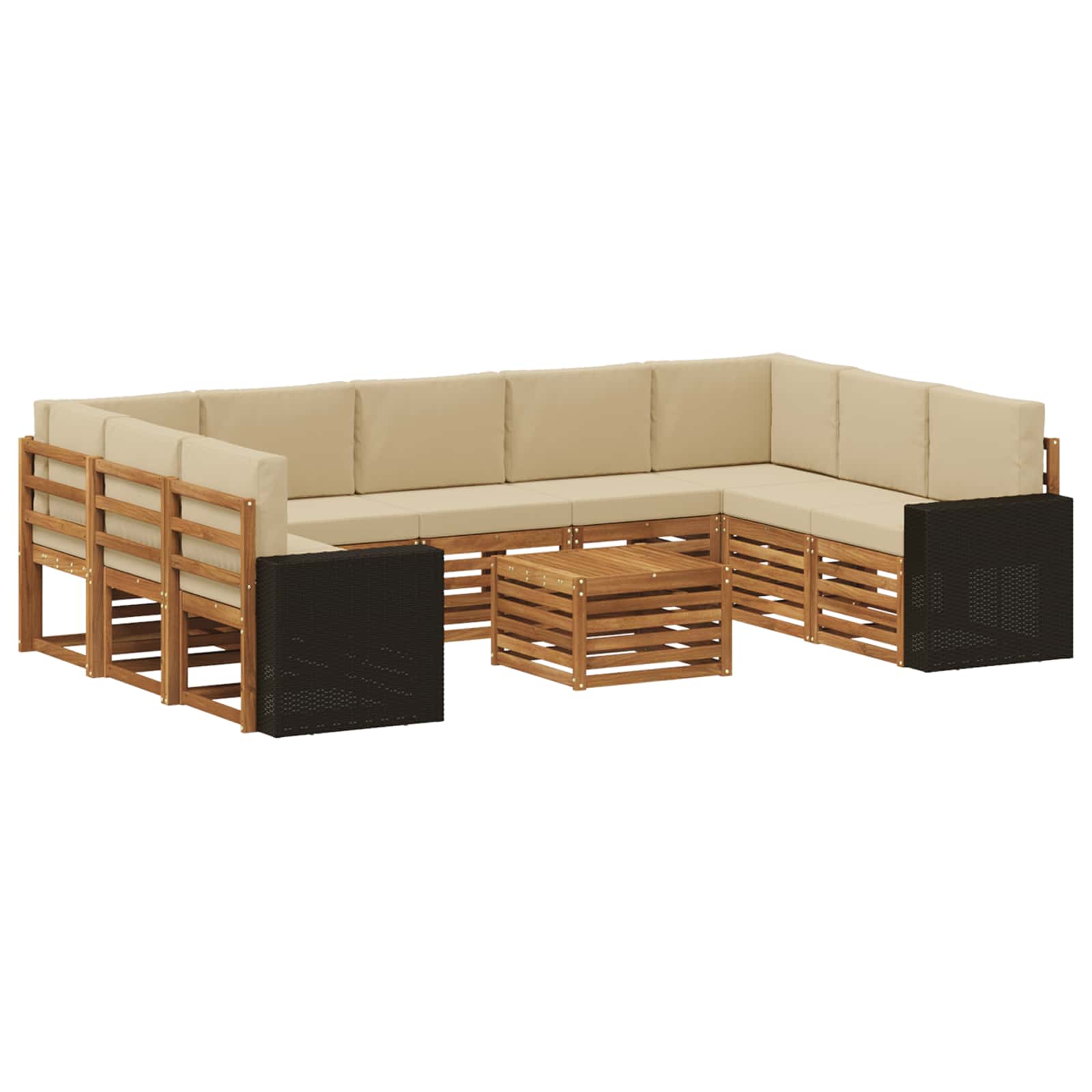 Setovi sofa 10 pcs Prirodna i bež Čvrsto drvo akacije