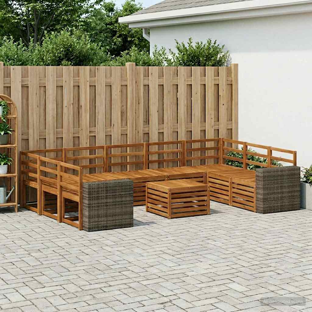 Setovi sofa 10 pcs Prirodna Čvrsto drvo akacije
