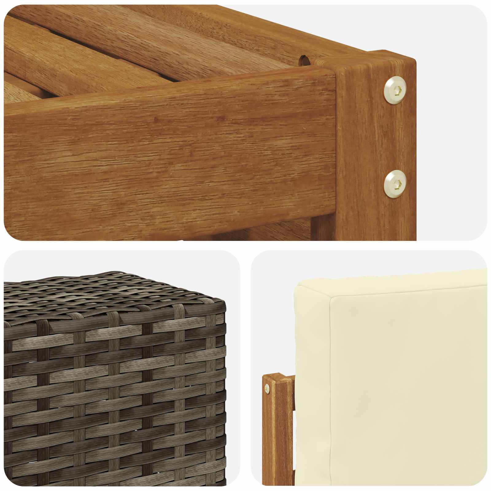 Setovi sofa 10 pcs Prirodna i krem Čvrsto drvo akacije
