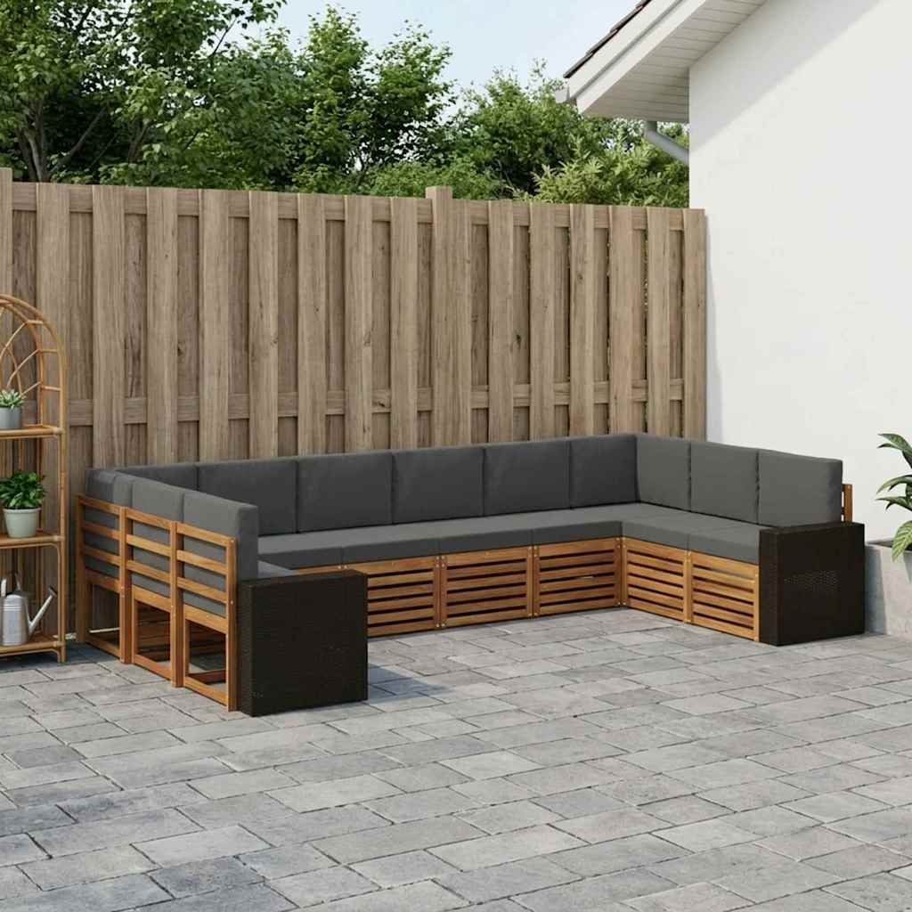 Set vanjskih sofa 10 pcs Prirodna i antracit Poliester