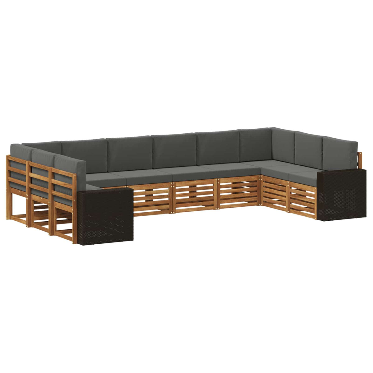 Set vanjskih sofa 10 pcs Prirodna i antracit Poliester